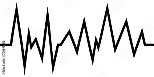 Vector art of black electrocardiogram or heart rate line graph, , representing health, medicine, and vital signs