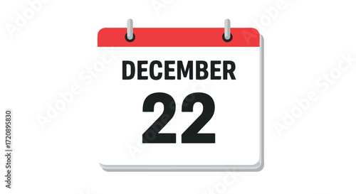 Illustrative calendar page displaying December 22nd, emphasizing a specific date and month notification