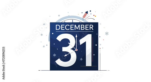 Festive countdown illustration: Celebrating the anticipation of New Year's Eve approaching in the winter atmosphere of December's final day, the