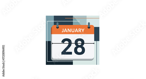 January 28th appointment date icon with stylized backdrop for event reminder or corporate schedule illustration usage