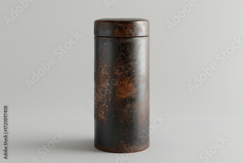 Rustic style dark brown storage container with lid slightly open, creating a sense of anticipation and mystery