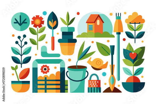 set of gardening icons