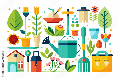 set of gardening tools