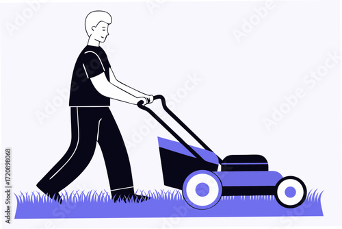 man with a lawnmower