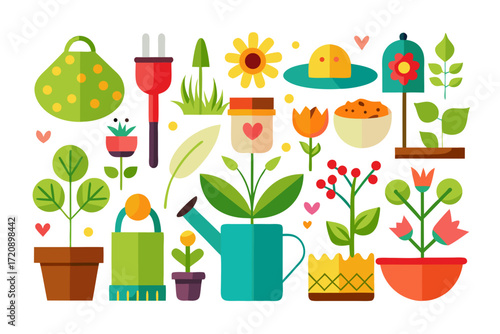 set of gardening tools