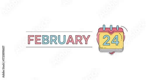 February 24th Highlighted in a Stylized Graphic Calendar for Events and Promotions Illustration