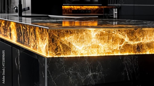 Luxury Kitchen Countertop With Backlit Onyx.
