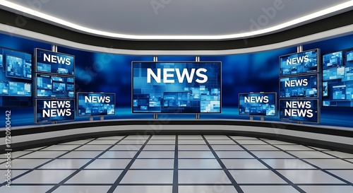 Modern News Studio Set Design.