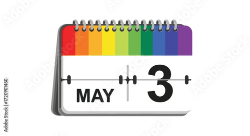 May 3rd Colorful Desktop Calendar: A Daily Reminder with Vivid Rainbow Hues and Minimalist Design for Scheduling and Planning Events
