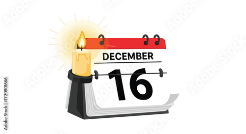 Festive December 16th date with soft candle glow highlighting the advent season and impending holidays drawing near