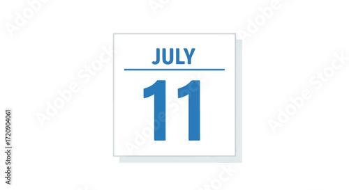Calendar icon displaying July 11th, representing a specific date for events or schedules with light design and clear typography for reminders and