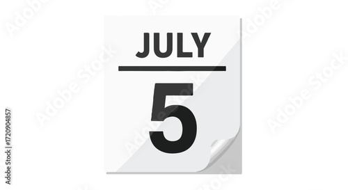 Fifth of July calendar page, symbolizing summer events, schedules, reminders and important dates for personal planning or commemoration 155