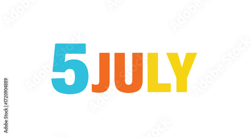 Celebratory fifth of july illustration with bold, vibrant, multicoloured fonts to evoke a festive and cheerful ambiance