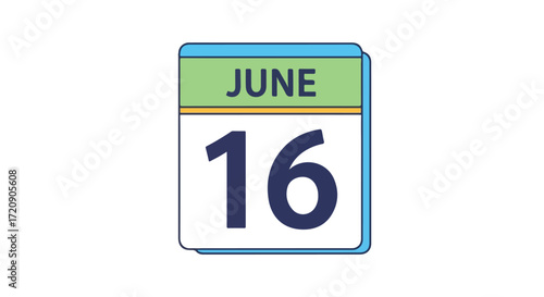 Calendar page displaying the 16th of June symbolizing time awareness and the significance of specific dates for schedules and planning