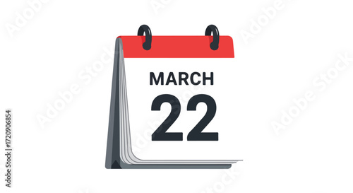 Stylized tear-off calendar illustrating the date of March 22nd with a minimalist design element that embodies organization and timeliness