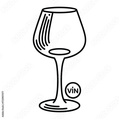 Elegant wine glass illustration, showcasing a simple yet sophisticated design suitable for winerelated branding or menu design projects