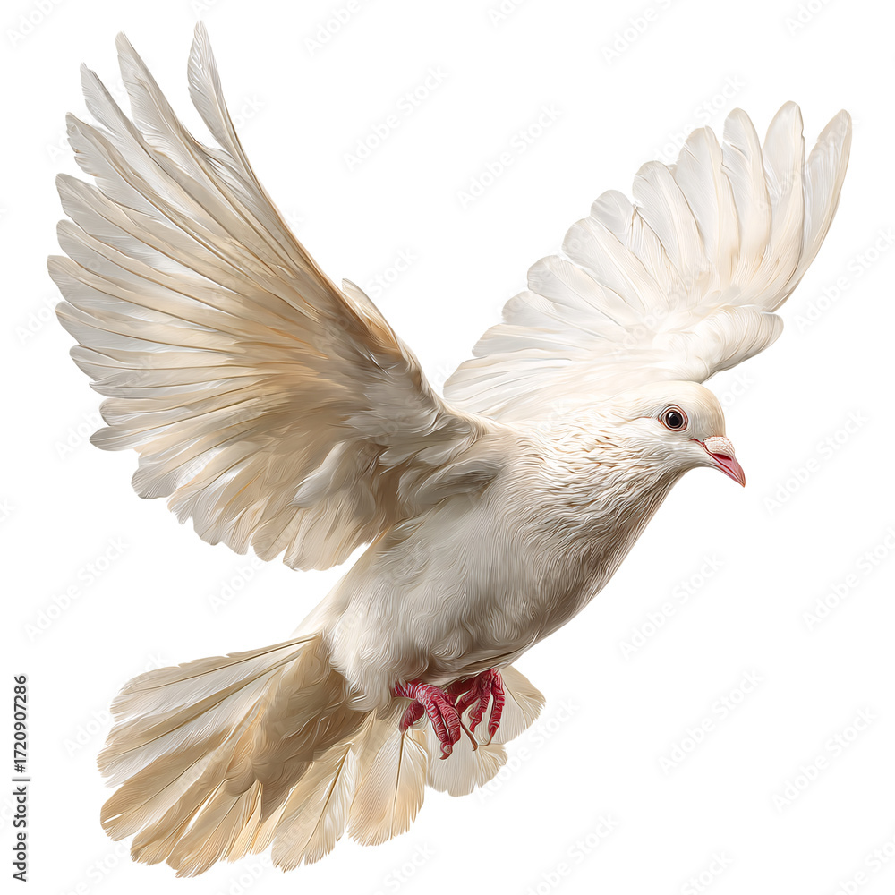 Obraz premium White dove in flight isolated on transparent background