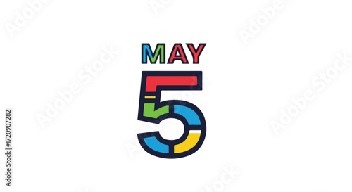 Colorful 'May 5th' date illustration symbolizing celebration, festivities, or commemorative events design idea