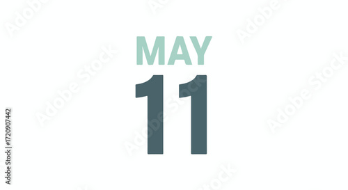 Isolated reminder showing date may eleventh for scheduling appointment planning celebration invitation on white background
