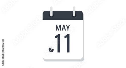 Elegant reminder illustration of a May 11th calendar page, featuring a subtle floral icon symbolizing springtime or growth appointment scheduler