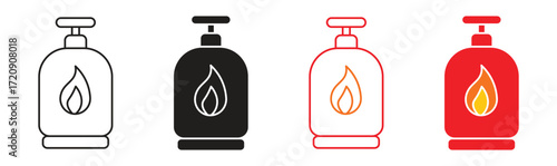 Cooking gas cylinder icon set .Gas tank icon set. Fuel canister pictogram. Vector illustration .