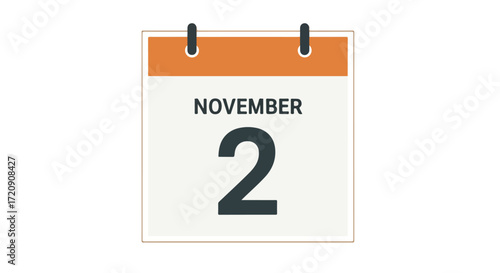 Stylized calendar showing November 2nd, representing a specific date or event reminder in a simplistic design
