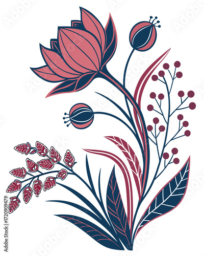Futuristic neon vector floral design featuring glowing blossoms, bold shapes, and vivid colors, suitable for modern digital graphics and creative patterns.