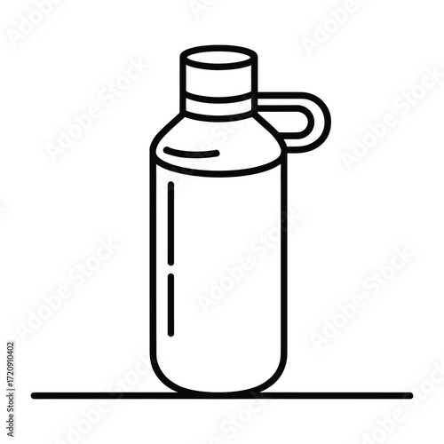Line art illustration of a reusable water bottle, promoting sustainability, hydration, and ecofriendly lifestyle choices