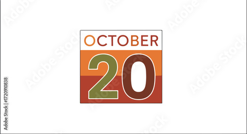 Vibrant October 20th graphic element conveying autumnal hues and a prominent date for calendars and seasonal promotions