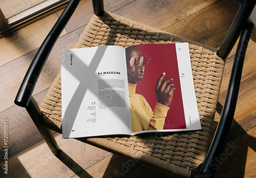 Mockup Of Open Customizable A4 Magazine