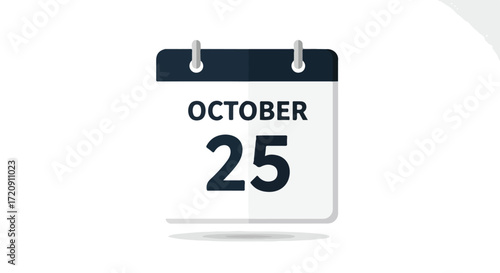 Single page tear-off calendar icon displaying the date October 25th in a minimalist style appointment illustration