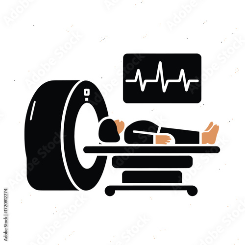 Medical Imaging Procedure Icon Patient Undergoing Magnetic Resonance Imaging (MRI) Scan