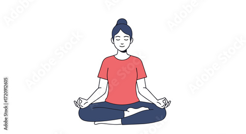 Meditative Serenity: A Woman Practices Yoga in a Lotus Position for Wellness and Mindfulness