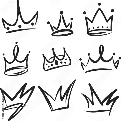 Hand drawn crowns collection royal symbol
