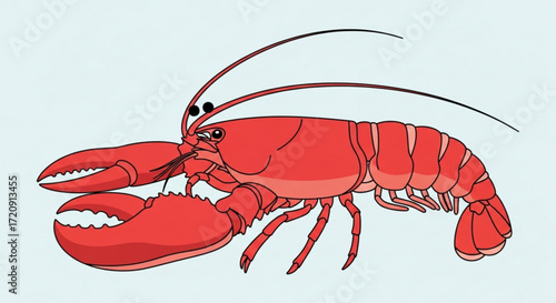 Red lobster illustration seafood crustacean ocean animal marine life aquatic creature delicious food shellfish art