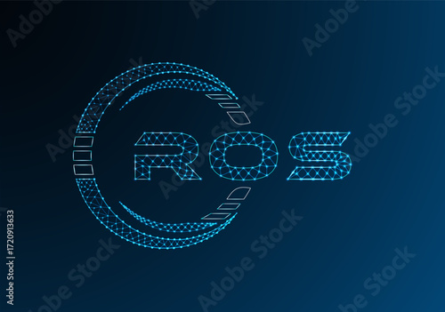 ROS low poly letter logo vector design. ROS lower poly logo design. Low poly logo.