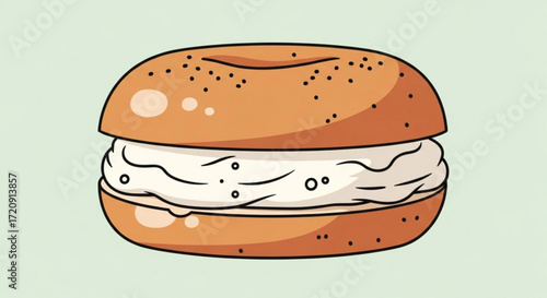 Delicious bagel with cream cheese vector illustration for breakfast food and bakery shop design element