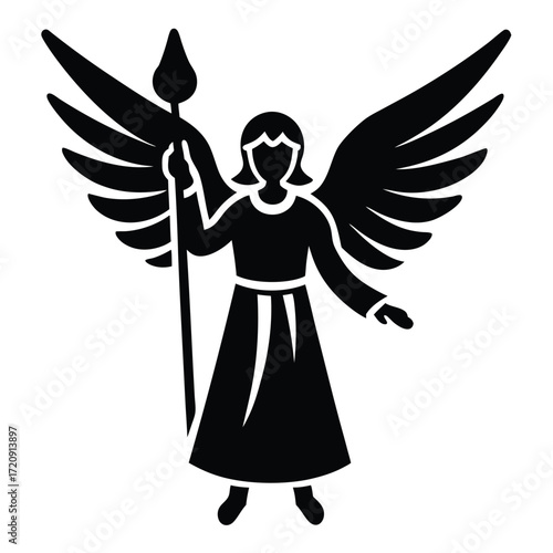 guiding angel silhouette vector illustration