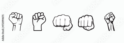 Outline silhouettes of unity hand gesture set representing cooperation, support and teamwork concept