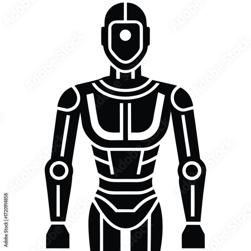 humanoid robot silhouette vector illustration