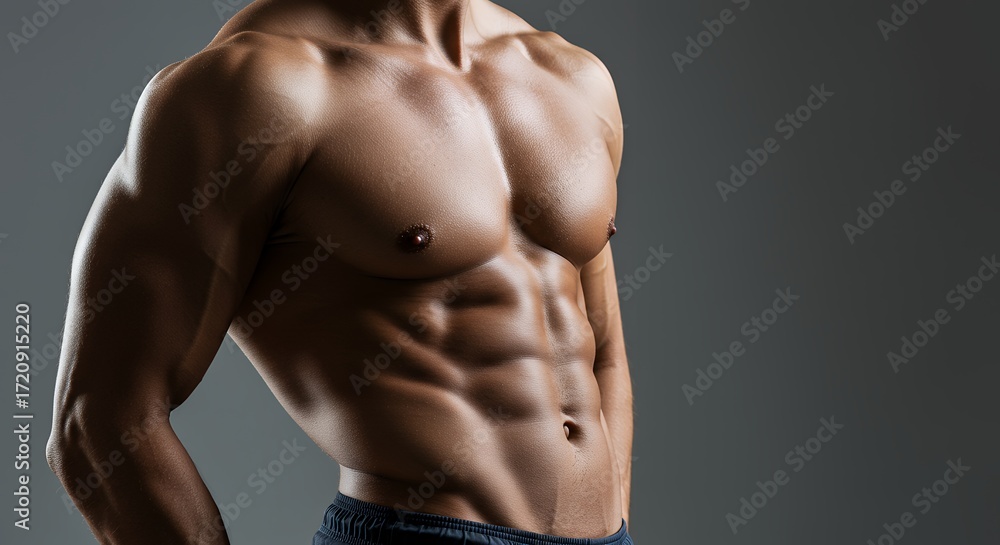 Fototapeta premium Muscular male torso studio shot