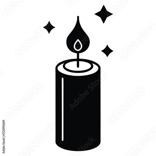 joy candle silhouette vector illustration