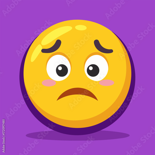 Sad pleading emoji face with big expressive eyes and downward curve mouth