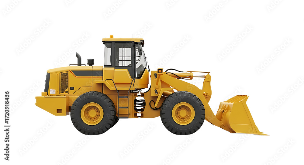 Fototapeta premium Yellow Front Loader Heavy Equipment for Construction or Earthmoving with Transparent Background