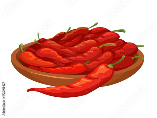 Chili Vegetables In bowl Illustration Vector