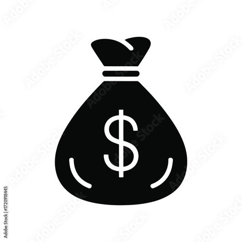 Simple silhouette of a money bag with dollar sign icon for financial concepts