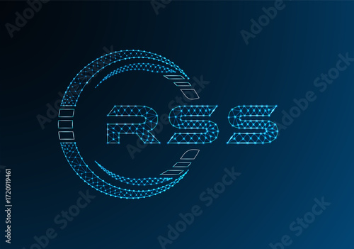 RSS low poly letter logo vector design. RSS lower poly logo design. Low poly logo.