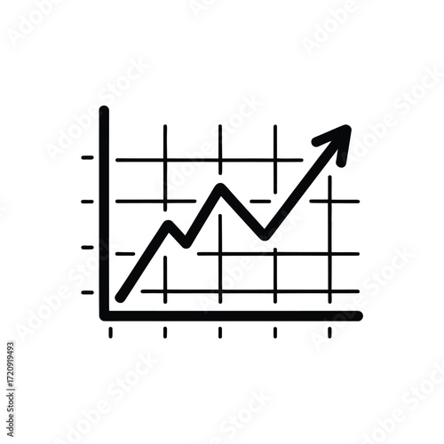 Hand drawn upward trend line graph illustrating business growth and financial success