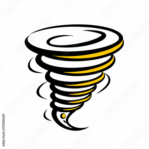 Abstract tornado illustration with black and yellow swirls  