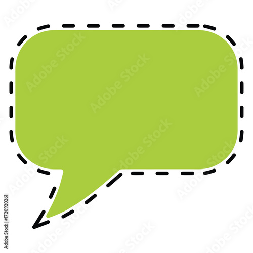 Green speech bubble with dotted line, perfect for adding your own text and creating eyecatching designs